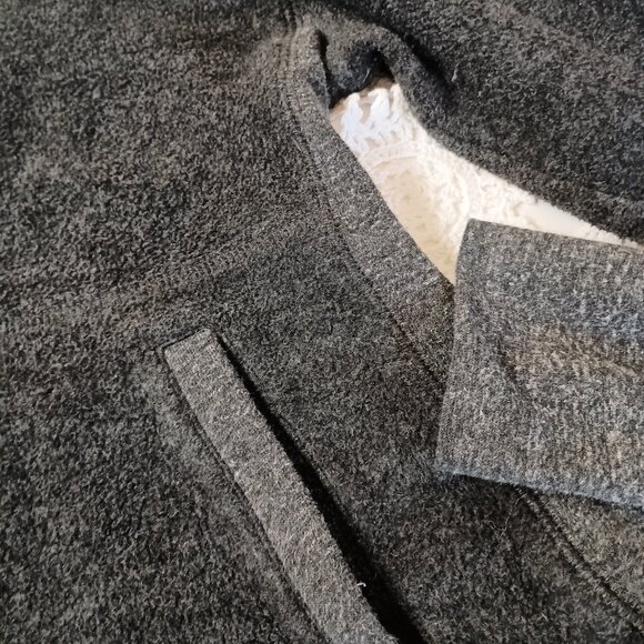 Alo Hoodie Sweatshirt Gray Pullover Fur Lined Hood Kangaroo Pocket Large Women L - Picture 8 of 11